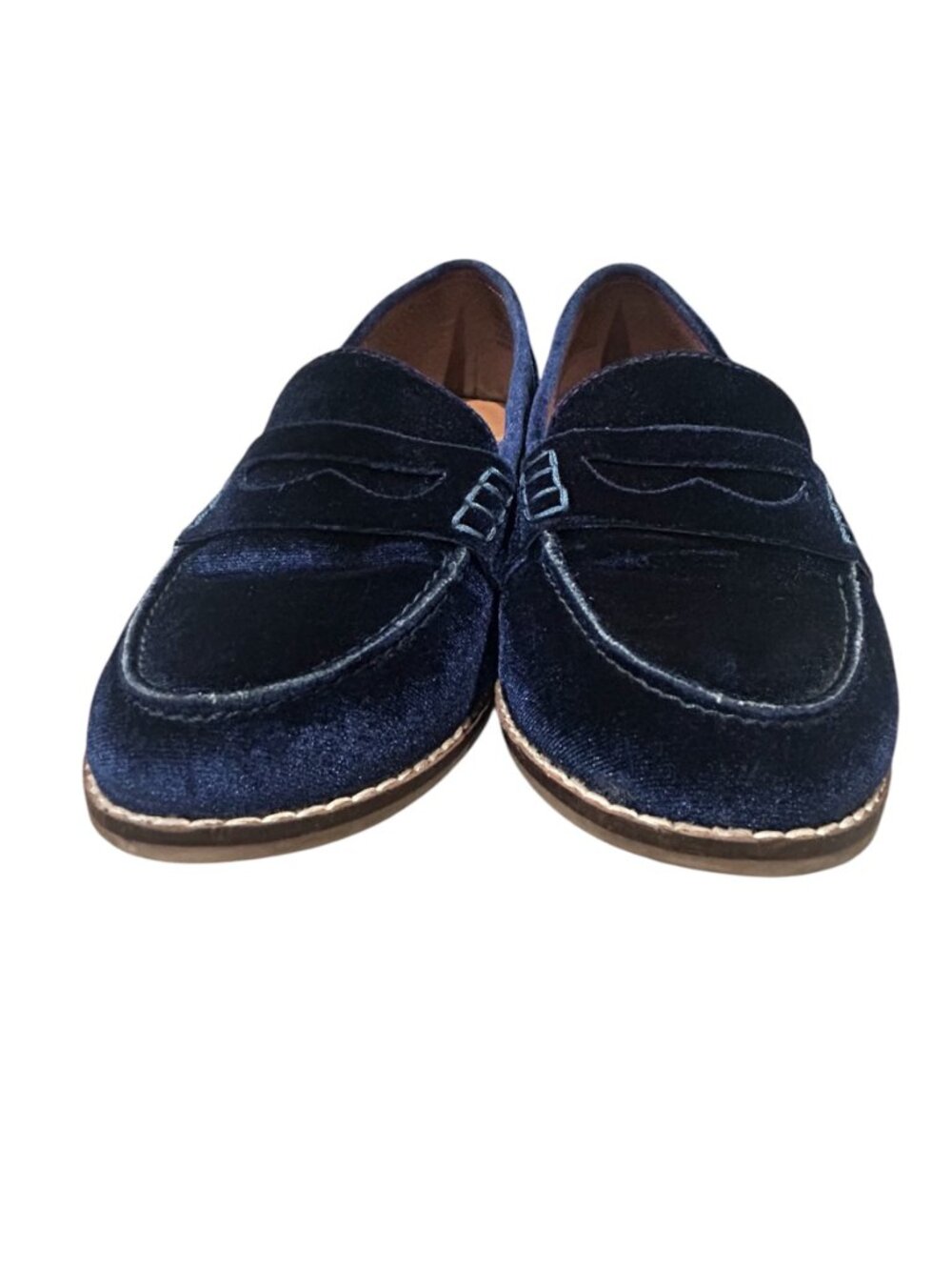 Steve Madden Cyylo Navy Velvet Penny Loafers Low Heel Flats Size 8M - Picture 3 of 6